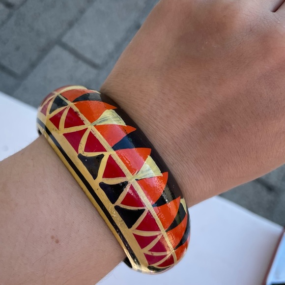 Hand-Painted Wooden Bangle - Picture 4 of 7